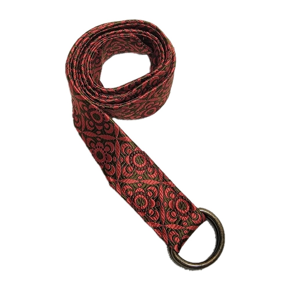 J. Crew NEW NWT 100% Silk Brocade Floral Belt Size M/L Brown‎ Red Tapestry